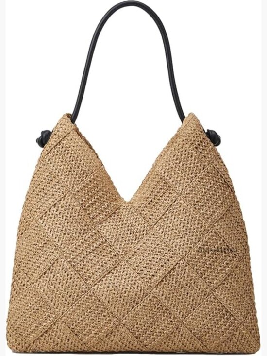 Handbags - Straw Woven Hobo Bag Women Beach Tote Shoulder Handbag Large Travel Purse